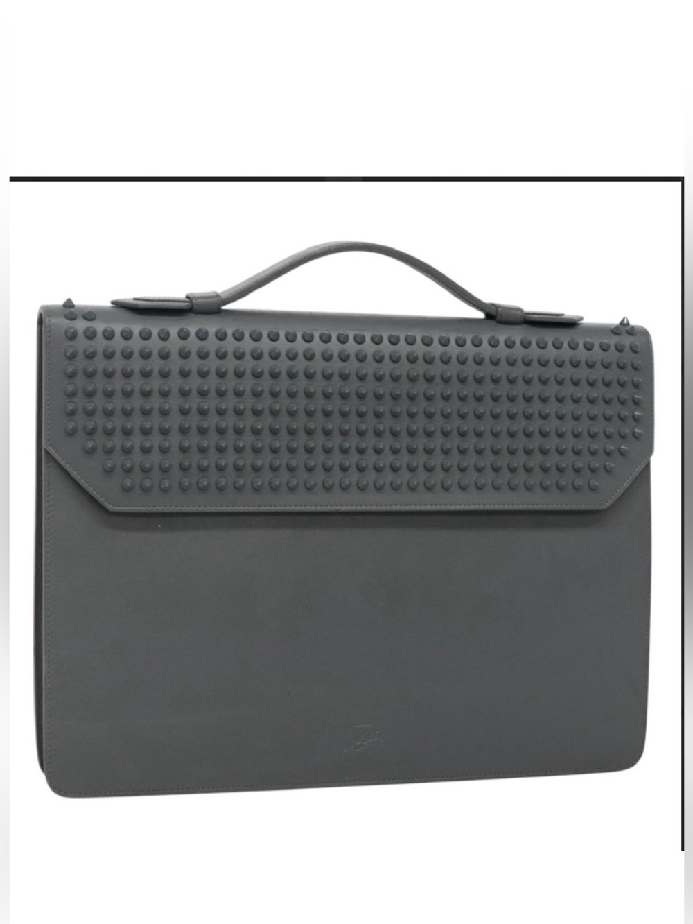 Christian Louboutin Gray Stud-Detail Top-Handle Briefcase